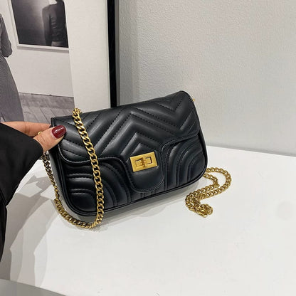 Woman's Leather Quilted Chain Crossbody Bag