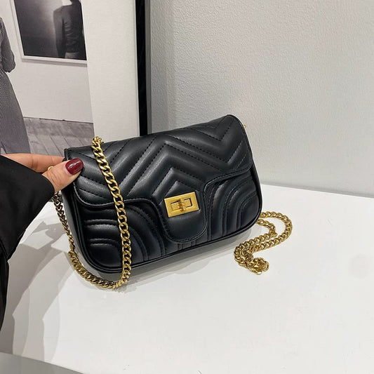 Woman's Leather Quilted Chain Crossbody Bag
