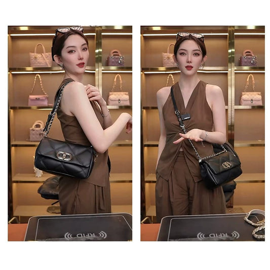 Black Leather Crossbody Women Bag