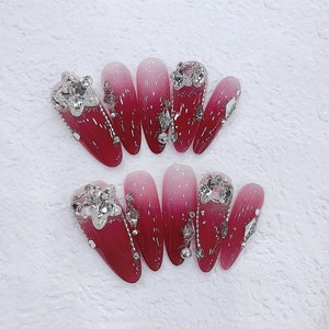 Press On Nail Long Round Almond Shape Nails 10Pcs Mask Queen Nepal