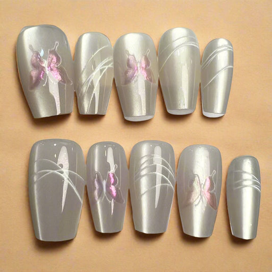 Press On Nail Long Coffin Nails Shape 10Pcs Mask Queen Nepal